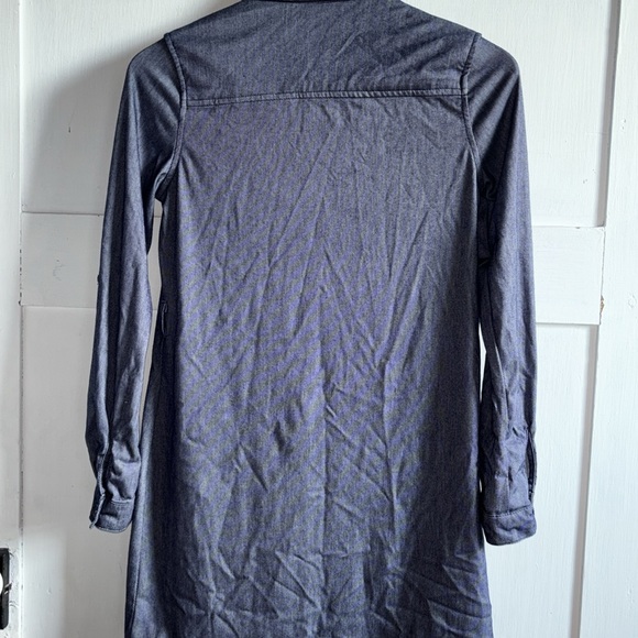 Casual Blue Lightweight Button Down Mini Dress Cute Roll Up Long Sleeves Small - Picture 8 of 10